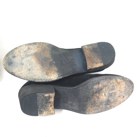 Frye Kenzie Black Suede Low Heel Ankle Booties Women’s Size 9M Stylish Classic - Picture 8 of 12